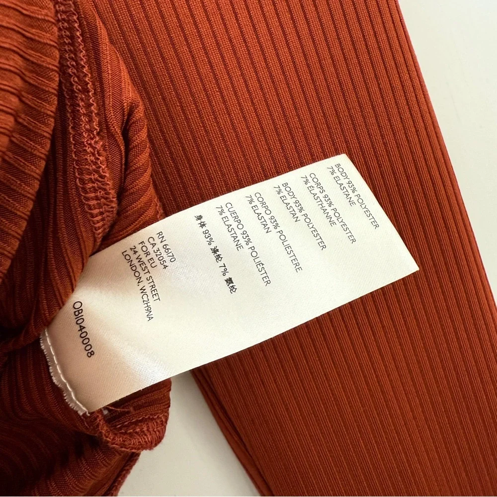 Free People It Girl Square Neck Puff Sleeve Top Long Sleeve Ribbed Rust Orange